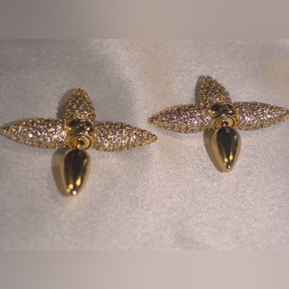 LV gold tone Louisette crystal earrings